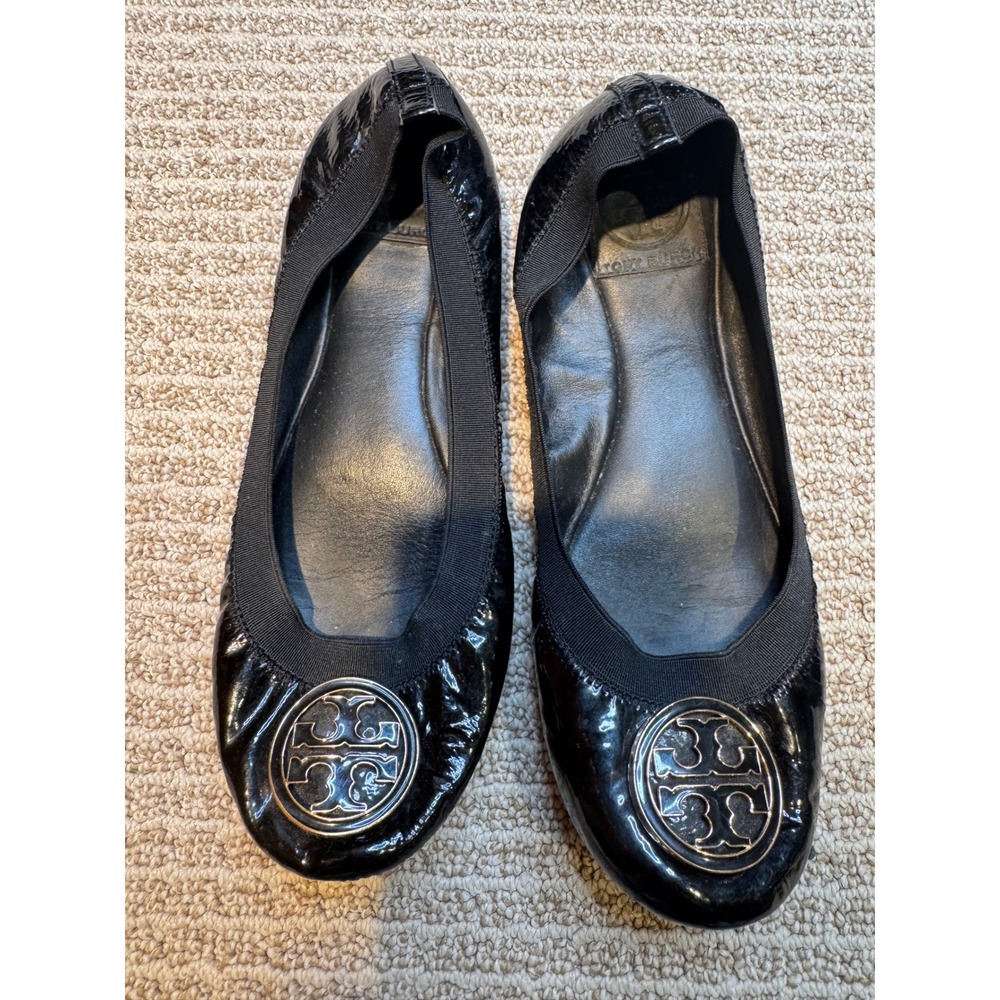 Tory Burch Black Patent Leather Ballet Flats Size 7.5M